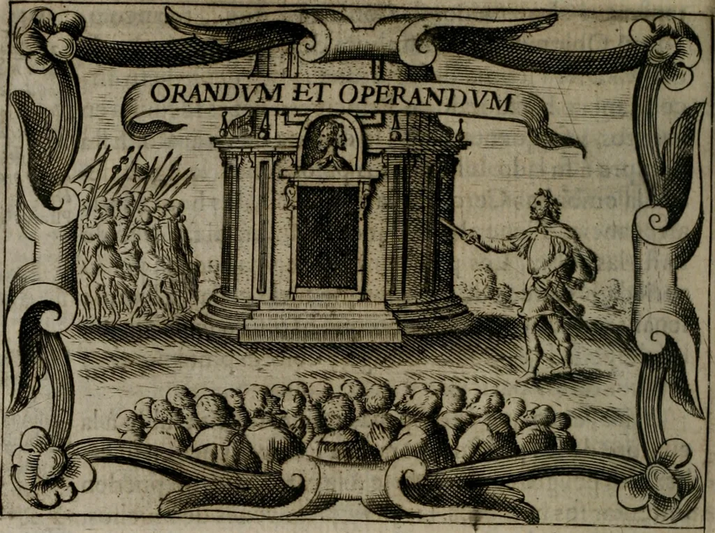 An illustration from Principe perfecto y ministros aiustados : documentos politicos, y morales en emblemas, 1662, leaf 435
