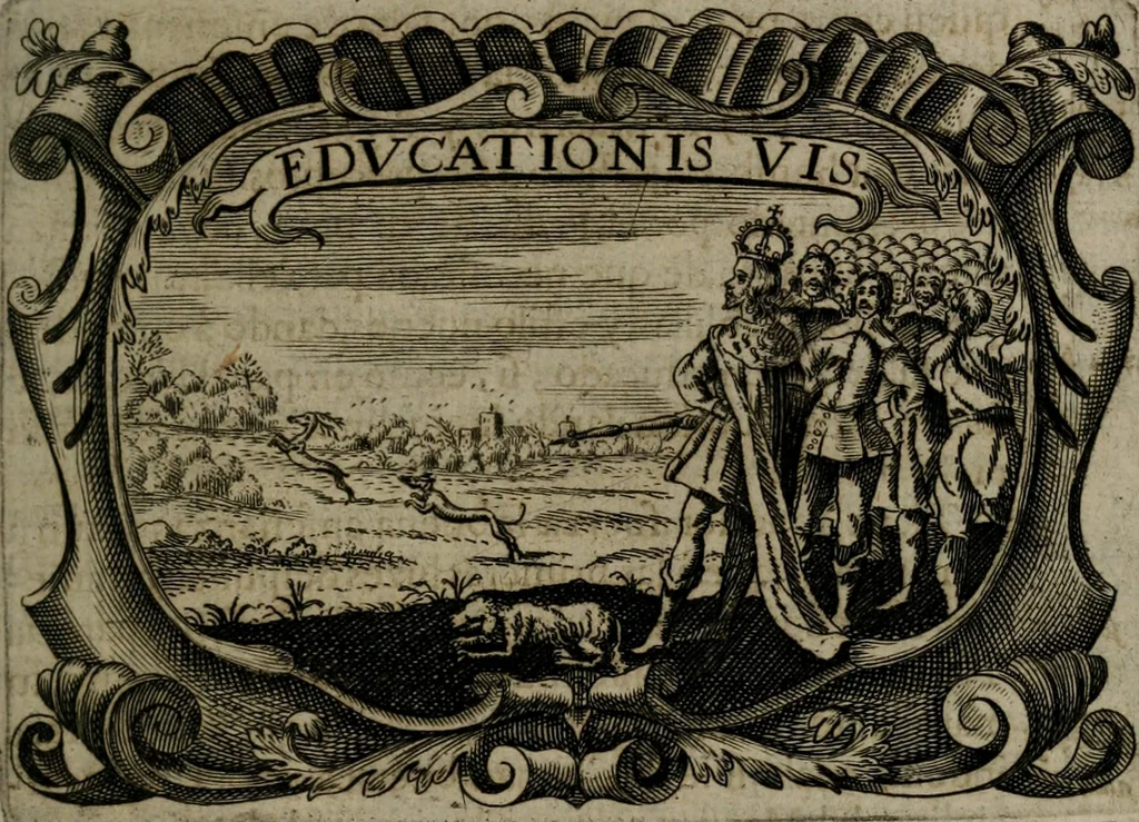 An illustration from Principe perfecto y ministros aiustados : documentos politicos, y morales en emblemas, 1662, leaf 48
