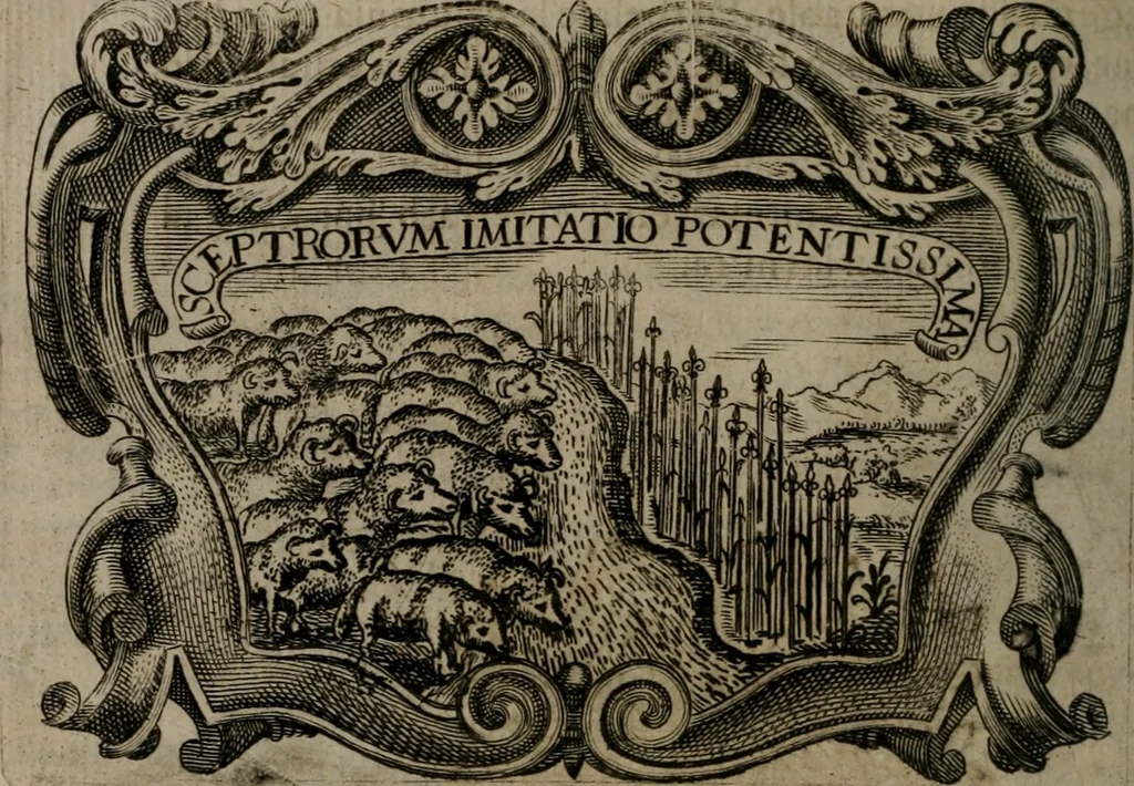 An illustration from Principe perfecto y ministros aiustados : documentos politicos, y morales en emblemas, 1662, leaf 89