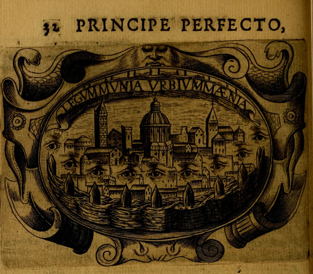 An illustration from Principe perfecto y ministros aivstados, docvmentos politicos, y morales. En emblemas, 1662, leaf 297