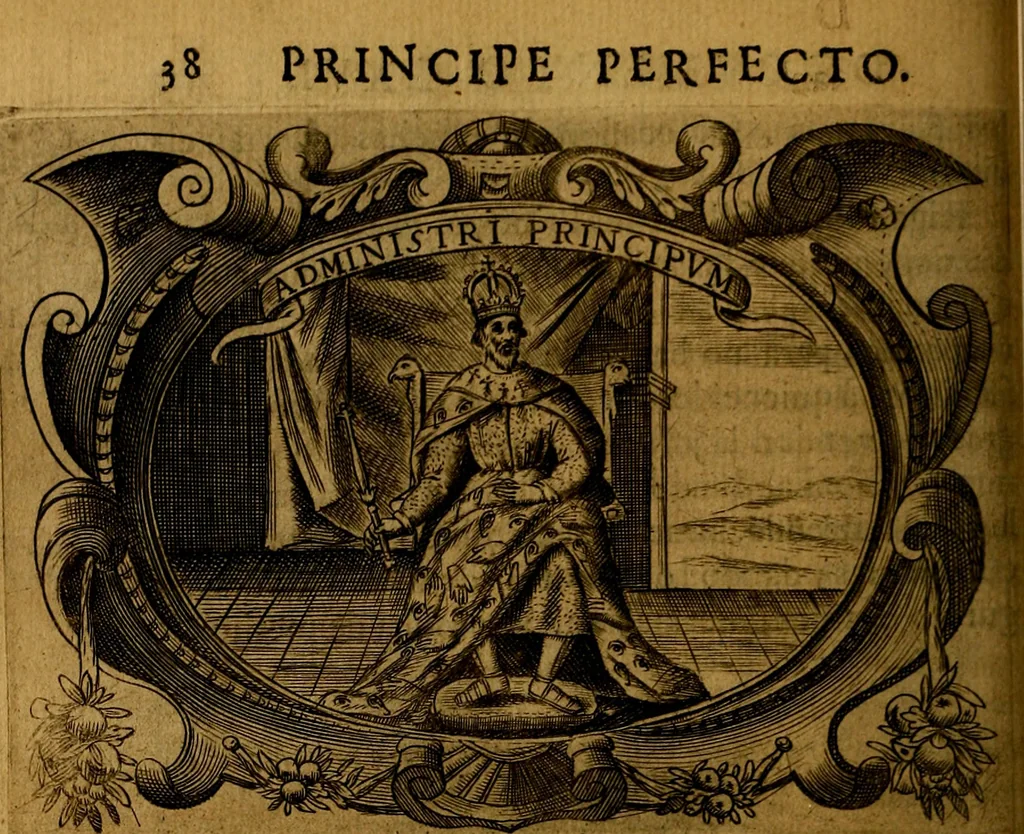 An illustration from Principe perfecto y ministros aivstados, docvmentos politicos, y morales. En emblemas, 1662, leaf 359