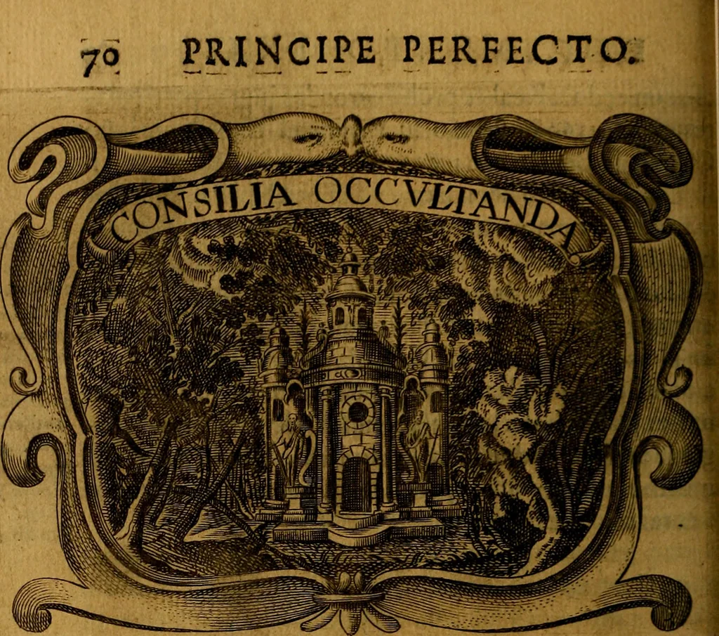 An illustration from Principe perfecto y ministros aivstados, docvmentos politicos, y morales. En emblemas, 1662, leaf 391