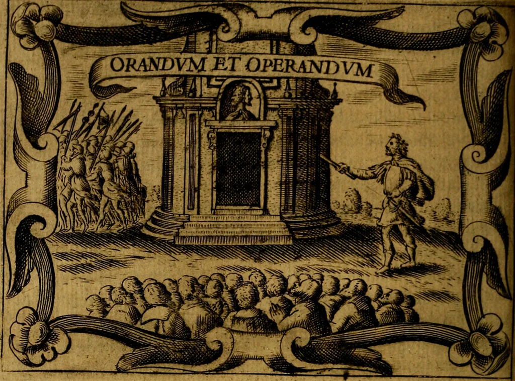 An illustration from Principe perfecto y ministros aivstados, docvmentos politicos, y morales. En emblemas, 1662, leaf 413