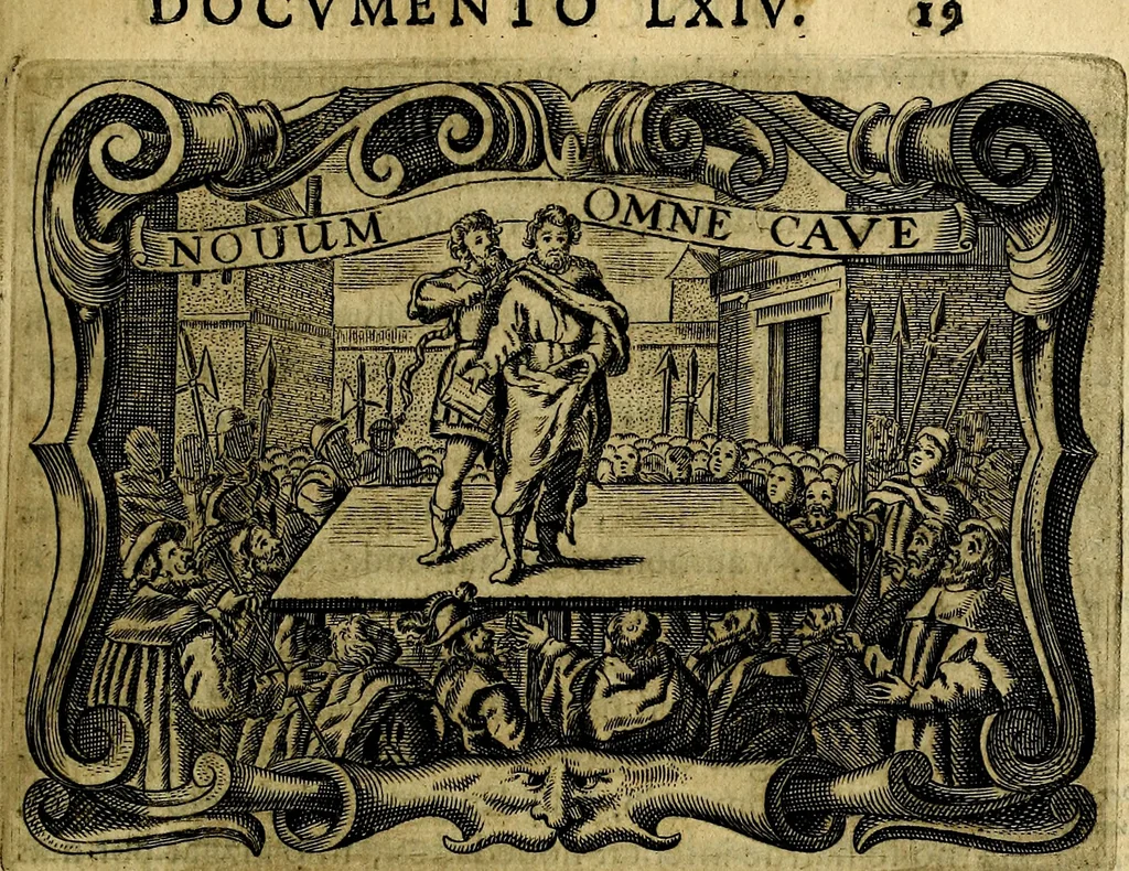 An illustration from Principe perfecto y ministros aivstados, docvmentos politicos, y morales. En emblemas, 1662, leaf 334