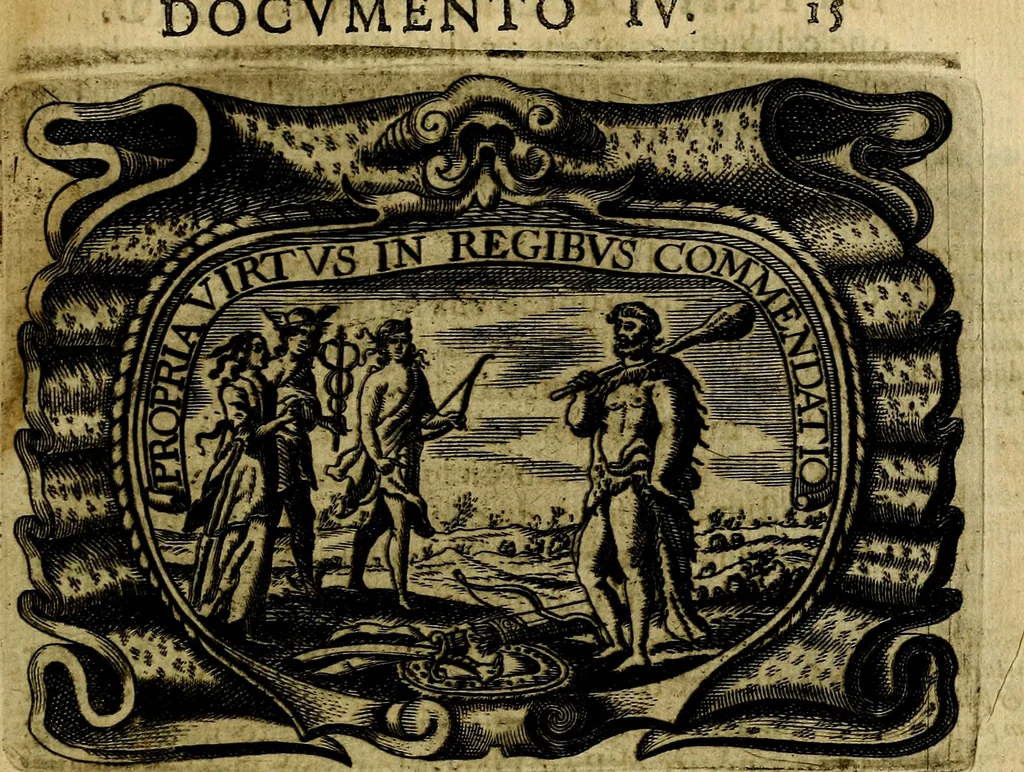 An illustration from Principe perfecto y ministros aivstados, docvmentos politicos, y morales. En emblemas, 1662, leaf 34
