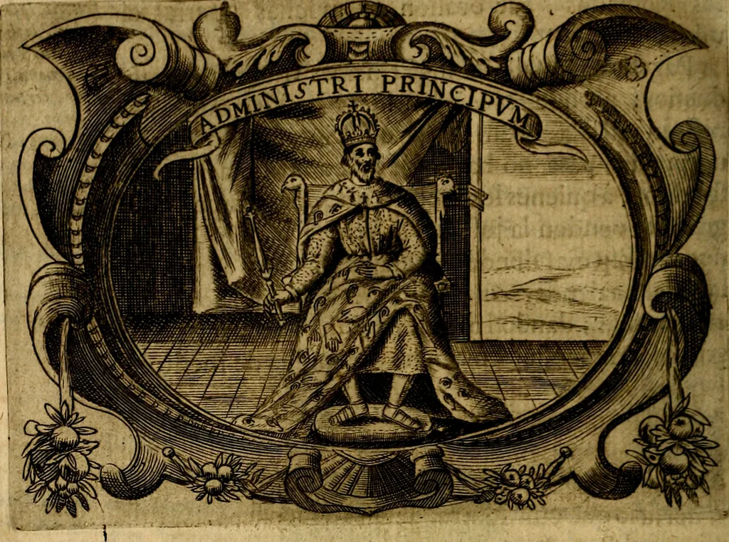 An illustration from Principe perfecto y ministros aivstados, docvmentos politicos, y morales. En emblemas, 1662, leaf 353