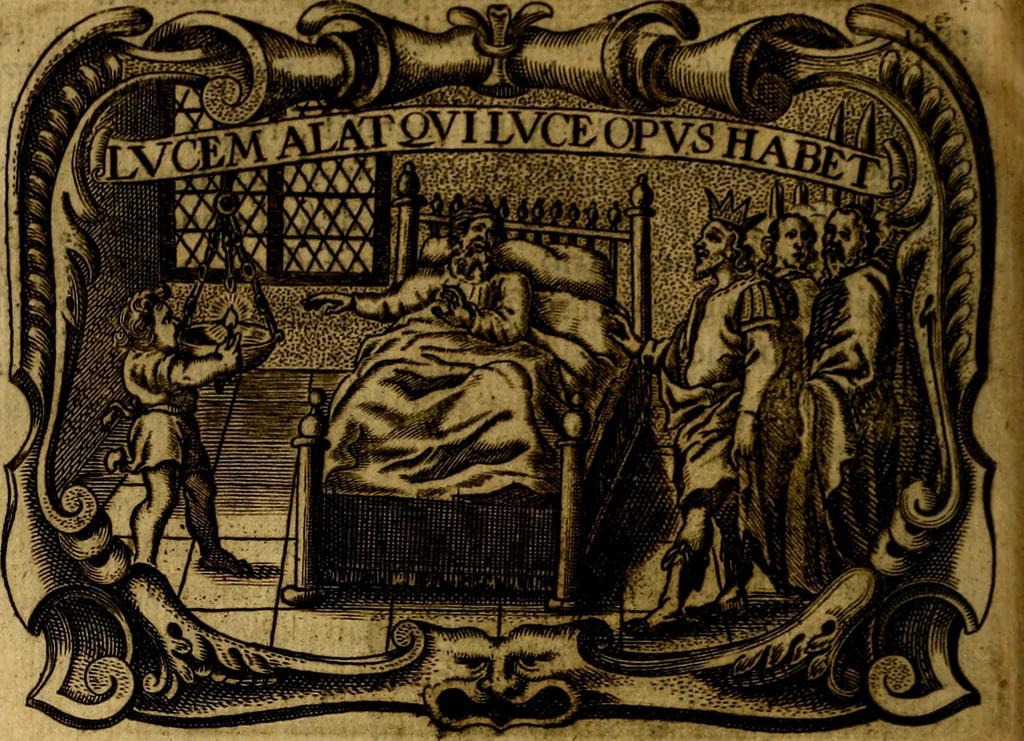 An illustration from Principe perfecto y ministros aivstados, docvmentos politicos, y morales. En emblemas, 1662, leaf 389