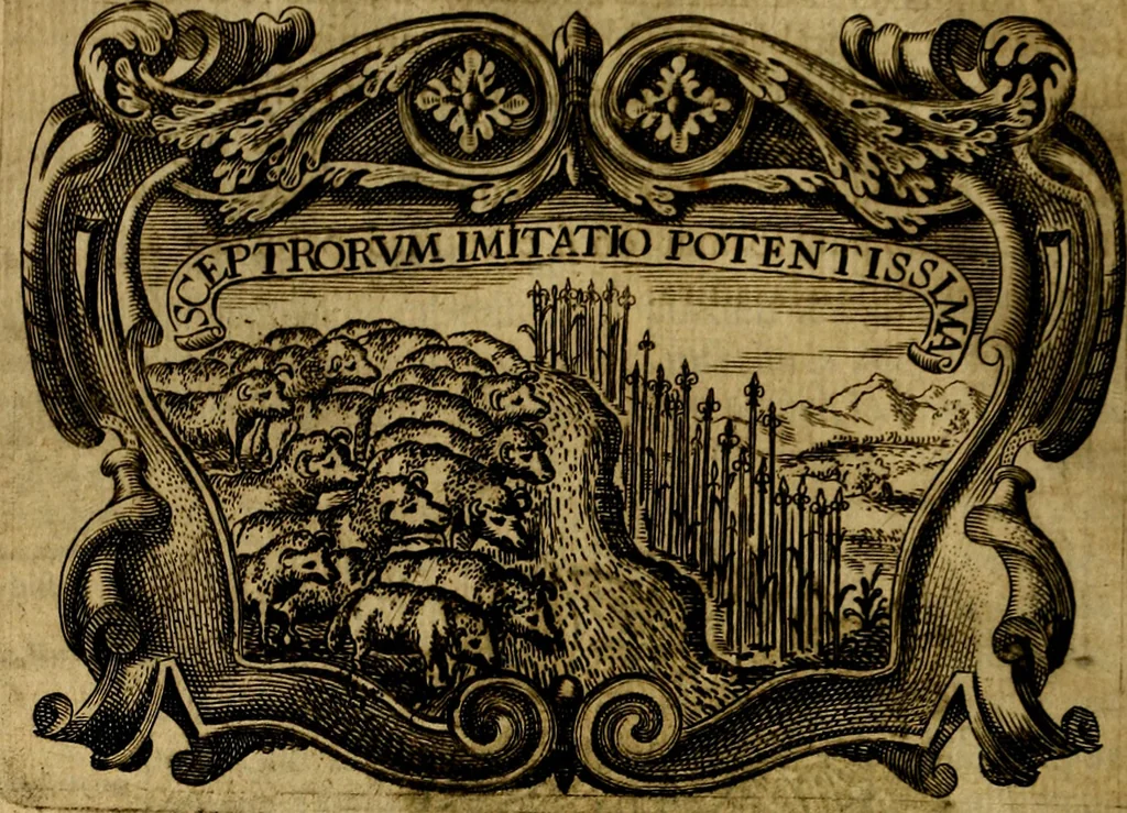 An illustration from Principe perfecto y ministros aivstados, docvmentos politicos, y morales. En emblemas, 1662, leaf 61