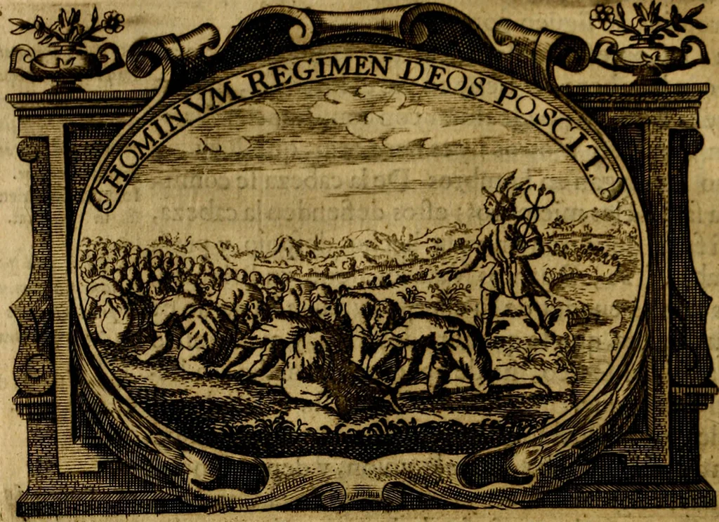 An illustration from Principe perfecto y ministros aivstados, docvmentos politicos, y morales. En emblemas, 1662, leaf 73