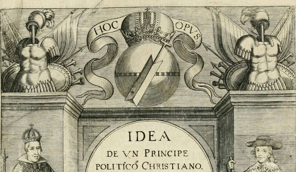 An illustration from Idea de vn principe politico christiano : representada en cien empresas, 1640, leaf 4