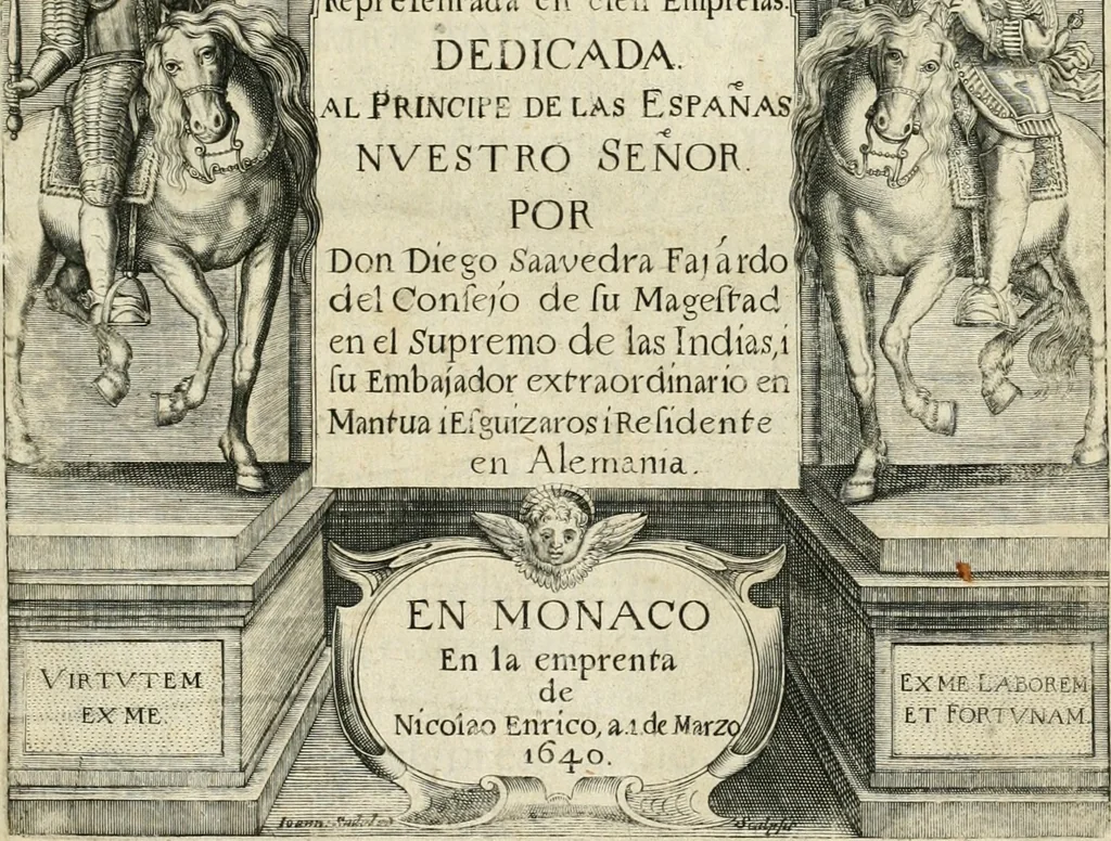An illustration from Idea de vn principe politico christiano : representada en cien empresas, 1640, leaf 4
