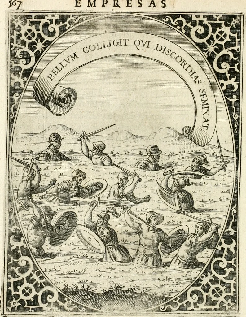 An illustration from Idea de vn principe politico christiano : representada en cien empresas, 1640, leaf 585