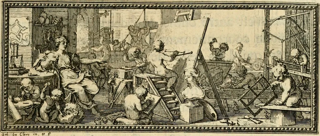 An illustration from Des principes de l'architecture, de la sculpture, de la peinture et des autres arts qui en dependent : avec un dictionnaire des terms propres à chacun de ces arts, 1690, leaf 494