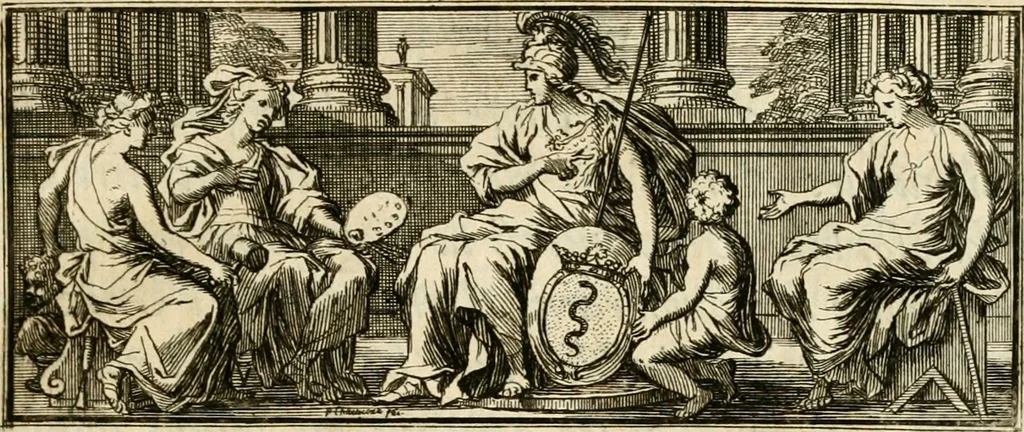 An illustration from Des principes de l'architecture, de la sculpture, de la peinture et des autres arts qui en dependent : avec un dictionnaire des terms propres à chacun de ces arts, 1690, leaf 8