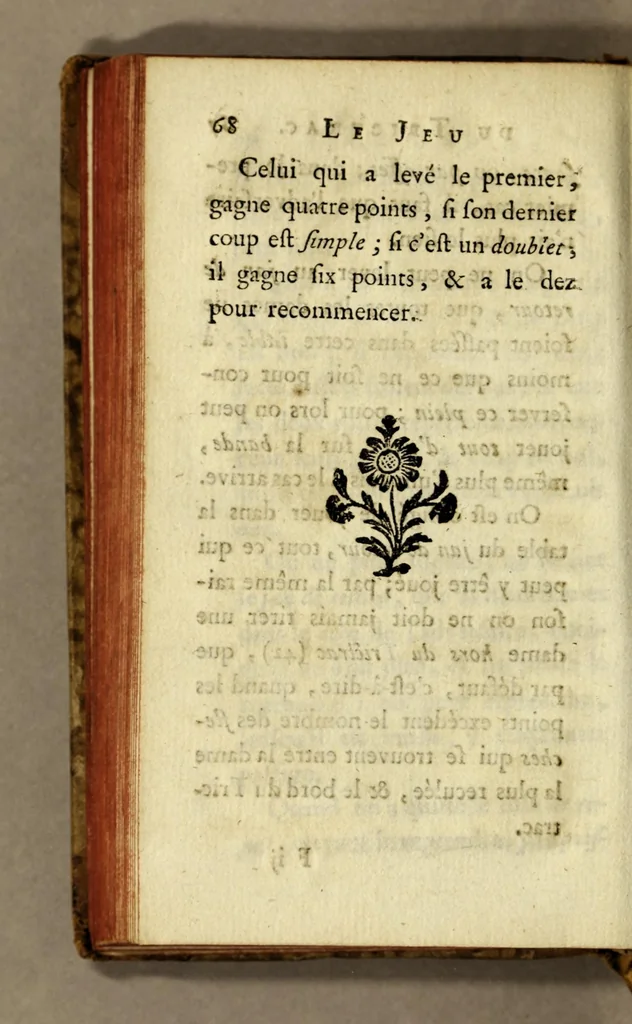 An illustration from Principes du jeu de trictrac, : a la portée des commençans: avec une table alphabétique des termes de ce jeu, 1778, leaf 70