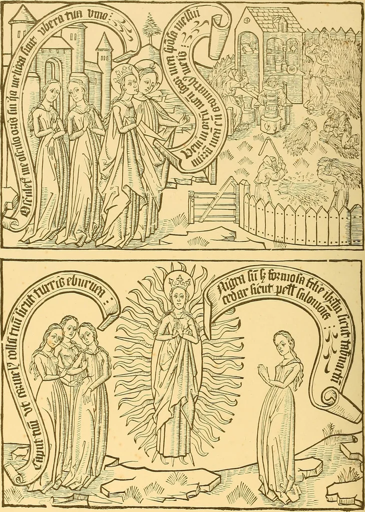 An illustration from Principia typographica. The block-books, or xylographic delineations of scripture history; issued in Holland, Flanders and Germany, during the fifteenth century, exemplified and considered in connexion with the origin of printing. To which is added an attempt to elucidate the character of the paper-marks of the period, 1858, leaf 137