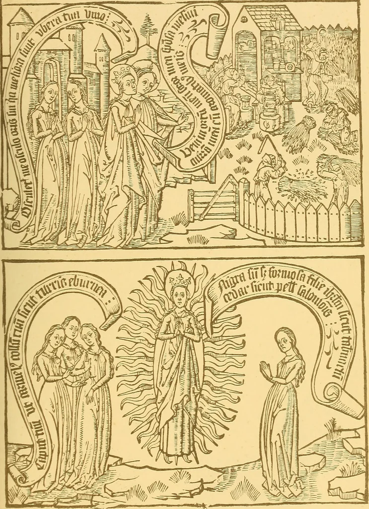 An illustration from Principia typographica. The block-books, or xylographic delineations of scripture history; issued in Holland, Flanders and Germany, during the fifteenth century, exemplified and considered in connexion with the origin of printing. To which is added an attempt to elucidate the character of the paper-marks of the period, 1858, leaf 138