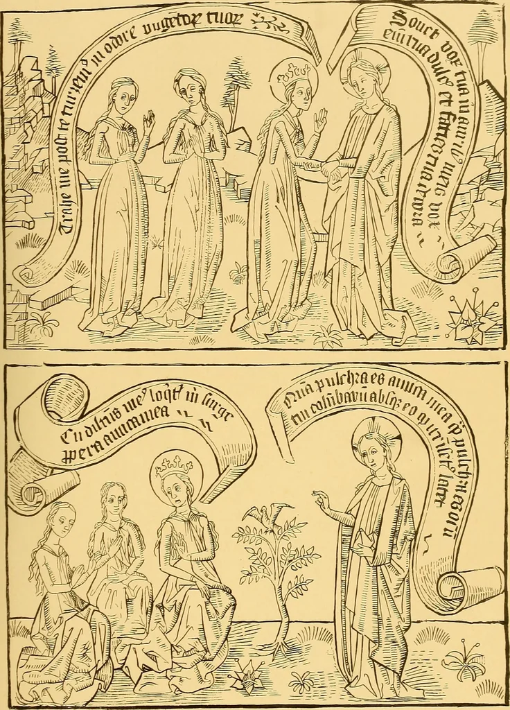 An illustration from Principia typographica. The block-books, or xylographic delineations of scripture history; issued in Holland, Flanders and Germany, during the fifteenth century, exemplified and considered in connexion with the origin of printing. To which is added an attempt to elucidate the character of the paper-marks of the period, 1858, leaf 150