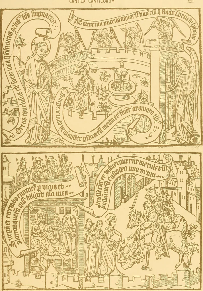 An illustration from Principia typographica. The block-books, or xylographic delineations of scripture history; issued in Holland, Flanders and Germany, during the fifteenth century, exemplified and considered in connexion with the origin of printing. To which is added an attempt to elucidate the character of the paper-marks of the period, 1858, leaf 180
