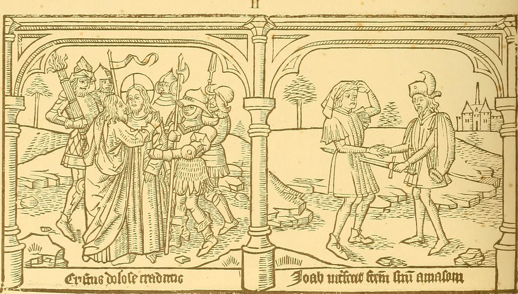 An illustration from Principia typographica. The block-books, or xylographic delineations of scripture history; issued in Holland, Flanders and Germany, during the fifteenth century, exemplified and considered in connexion with the origin of printing. To which is added an attempt to elucidate the character of the paper-marks of the period, 1858, leaf 295