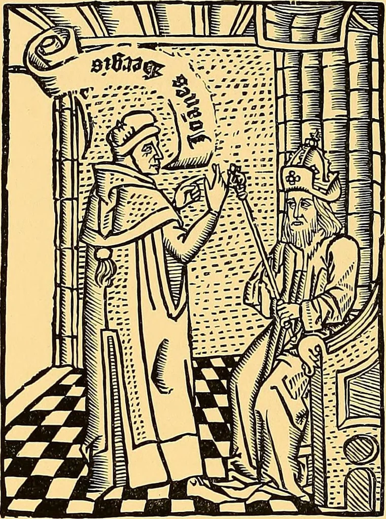 An illustration from Principia typographica. The block-books, or xylographic delineations of scripture history; issued in Holland, Flanders and Germany, during the fifteenth century, exemplified and considered in connexion with the origin of printing. To which is added an attempt to elucidate the character of the paper-marks of the period, 1858, leaf 301