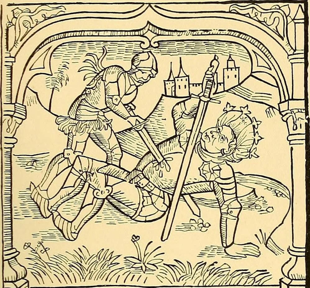 An illustration from Principia typographica. The block-books, or xylographic delineations of scripture history; issued in Holland, Flanders and Germany, during the fifteenth century, exemplified and considered in connexion with the origin of printing. To which is added an attempt to elucidate the character of the paper-marks of the period, 1858, leaf 312