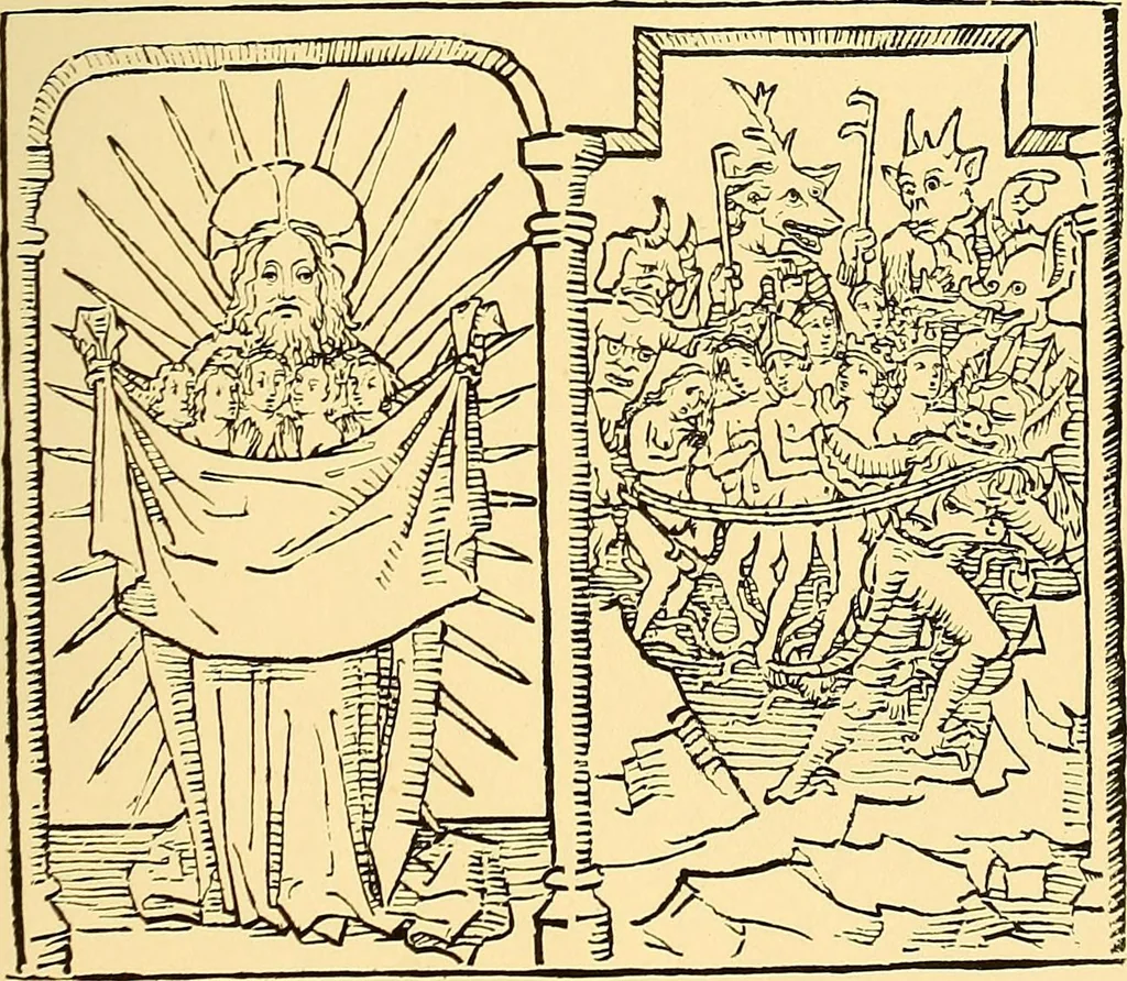 An illustration from Principia typographica. The block-books, or xylographic delineations of scripture history; issued in Holland, Flanders and Germany, during the fifteenth century, exemplified and considered in connexion with the origin of printing. To which is added an attempt to elucidate the character of the paper-marks of the period, 1858, leaf 312