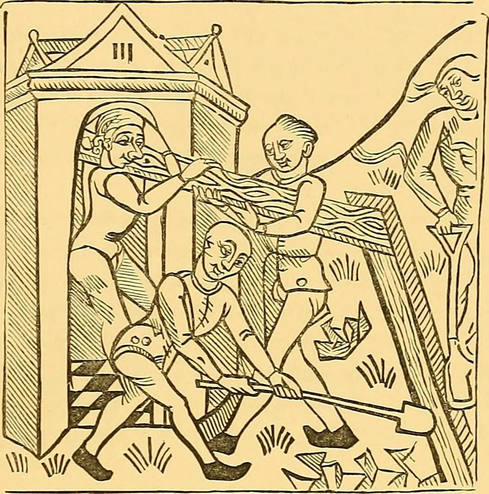 An illustration from Principia typographica. The block-books, or xylographic delineations of scripture history; issued in Holland, Flanders and Germany, during the fifteenth century, exemplified and considered in connexion with the origin of printing. To which is added an attempt to elucidate the character of the paper-marks of the period, 1858, leaf 316