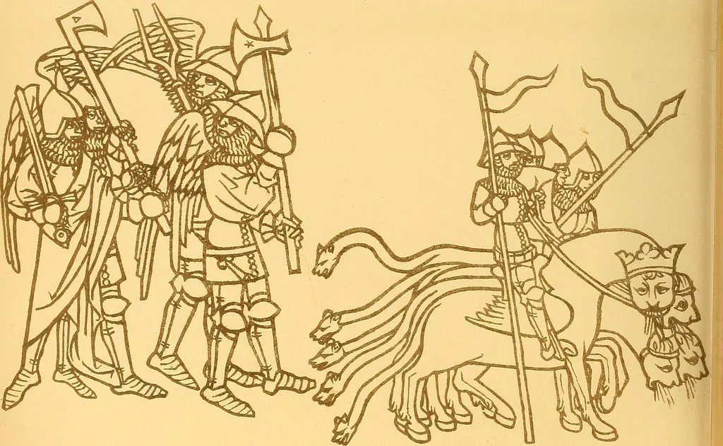 An illustration from Principia typographica. The block-books, or xylographic delineations of scripture history; issued in Holland, Flanders and Germany, during the fifteenth century, exemplified and considered in connexion with the origin of printing. To which is added an attempt to elucidate the character of the paper-marks of the period, 1858, leaf 81
