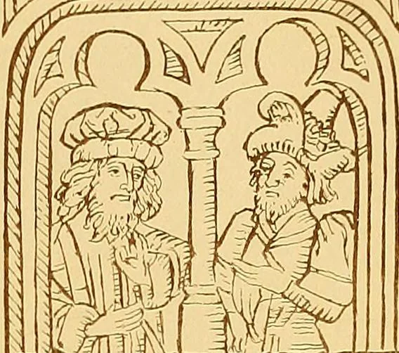 An illustration from Principia typographica. The block-books, or xylographic delineations of scripture history; issued in Holland, Flanders and Germany, during the fifteenth century, exemplified and considered in connexion with the origin of printing. To which is added an attempt to elucidate the character of the paper-marks of the period, 1858, leaf 88