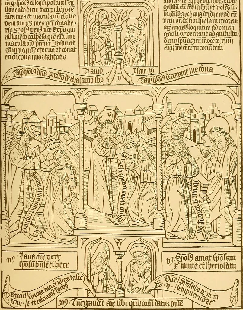 An illustration from Principia typographica. The block-books, or xylographic delineations of scripture history; issued in Holland, Flanders and Germany, during the fifteenth century, exemplified and considered in connexion with the origin of printing. To which is added an attempt to elucidate the character of the paper-marks of the period, 1858, leaf 110