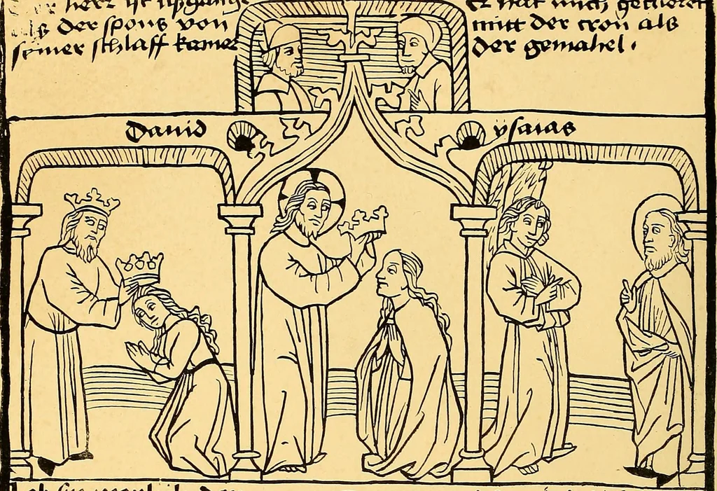 An illustration from Principia typographica. The block-books, or xylographic delineations of scripture history; issued in Holland, Flanders and Germany, during the fifteenth century, exemplified and considered in connexion with the origin of printing. To which is added an attempt to elucidate the character of the paper-marks of the period, 1858, leaf 115