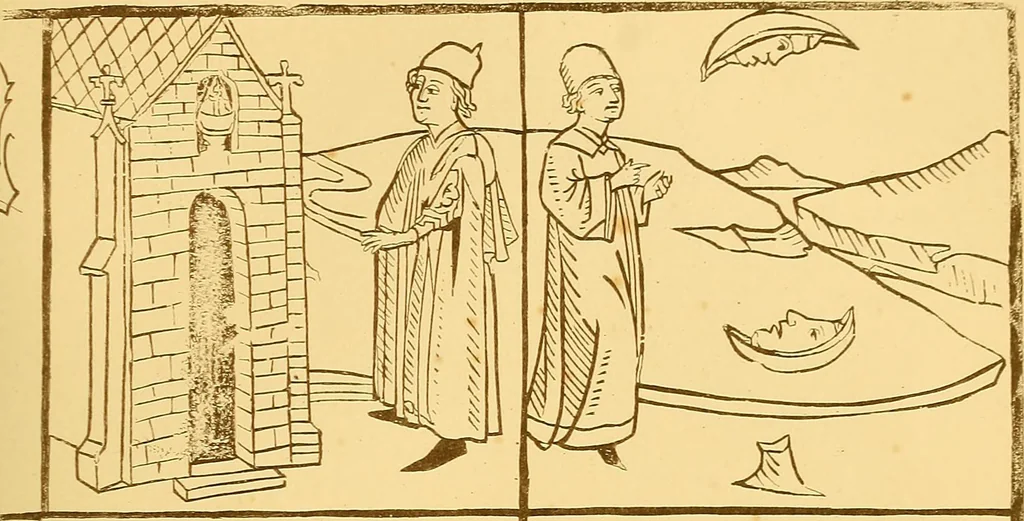 An illustration from Principia typographica. The block-books, or xylographic delineations of scripture history; issued in Holland, Flanders and Germany, during the fifteenth century, exemplified and considered in connexion with the origin of printing. To which is added an attempt to elucidate the character of the paper-marks of the period, 1858, leaf 126