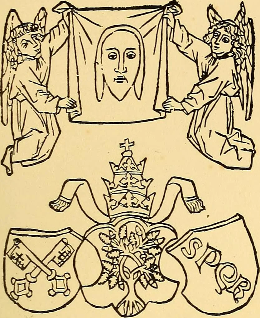 An illustration from Principia typographica. The block-books, or xylographic delineations of scripture history; issued in Holland, Flanders and Germany, during the fifteenth century, exemplified and considered in connexion with the origin of printing. To which is added an attempt to elucidate the character of the paper-marks of the period, 1858, leaf 146
