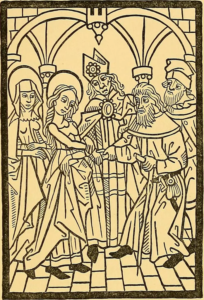 An illustration from Principia typographica. The block-books, or xylographic delineations of scripture history; issued in Holland, Flanders and Germany, during the fifteenth century, exemplified and considered in connexion with the origin of printing. To which is added an attempt to elucidate the character of the paper-marks of the period, 1858, leaf 150