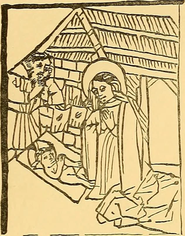 An illustration from Principia typographica. The block-books, or xylographic delineations of scripture history; issued in Holland, Flanders and Germany, during the fifteenth century, exemplified and considered in connexion with the origin of printing. To which is added an attempt to elucidate the character of the paper-marks of the period, 1858, leaf 234