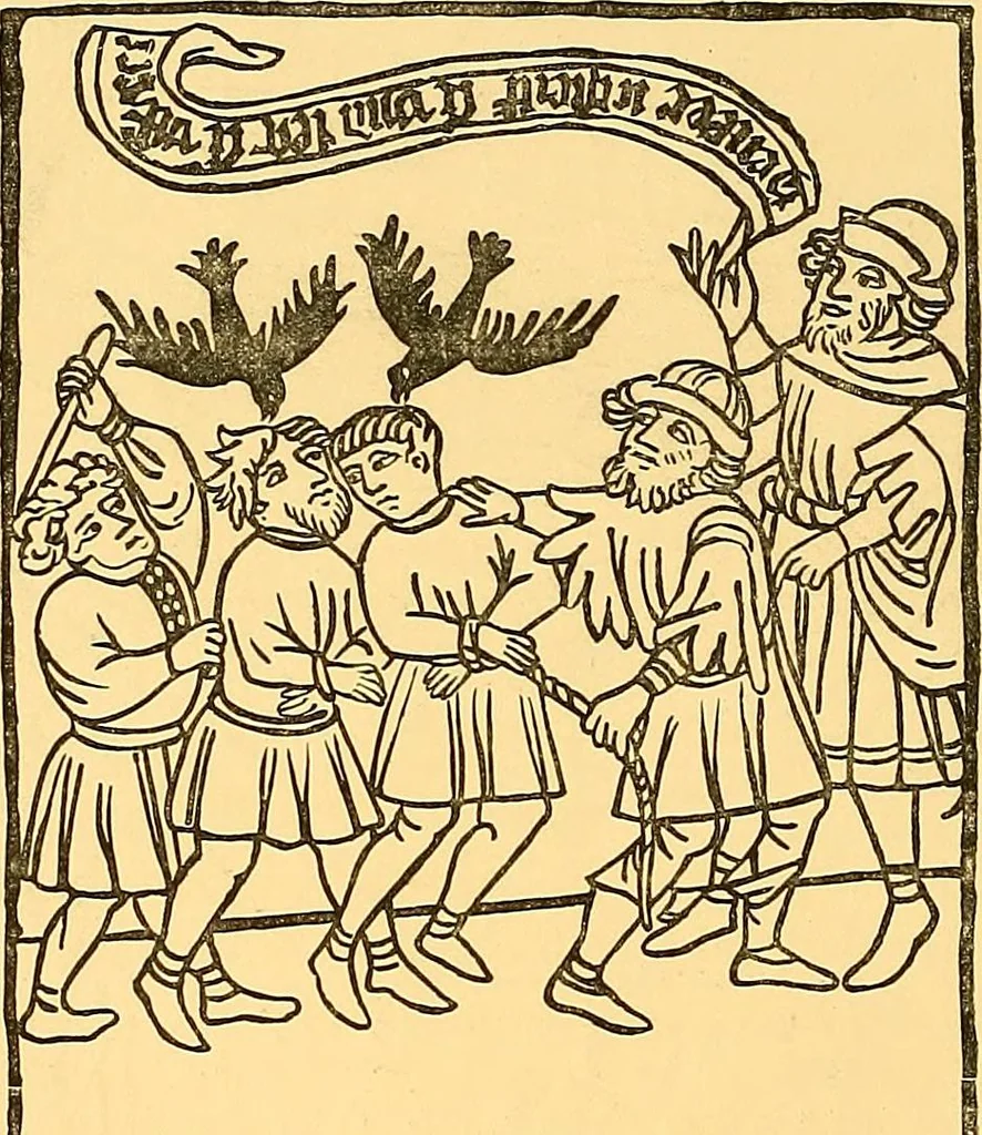 An illustration from Principia typographica. The block-books, or xylographic delineations of scripture history; issued in Holland, Flanders and Germany, during the fifteenth century, exemplified and considered in connexion with the origin of printing. To which is added an attempt to elucidate the character of the paper-marks of the period, 1858, leaf 241