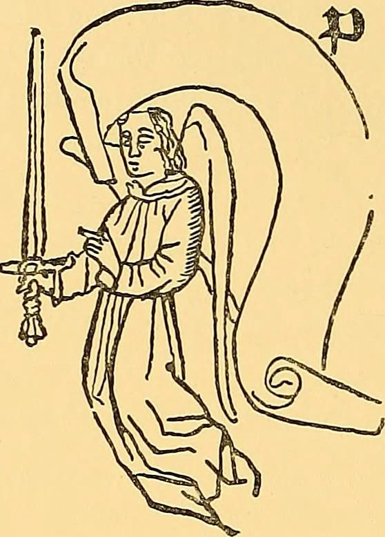 An illustration from Principia typographica. The block-books, or xylographic delineations of scripture history; issued in Holland, Flanders and Germany, during the fifteenth century, exemplified and considered in connexion with the origin of printing. To which is added an attempt to elucidate the character of the paper-marks of the period, 1858, leaf 265