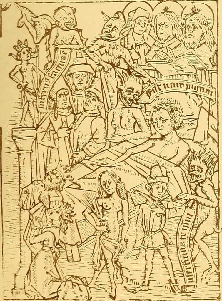 An illustration from Principia typographica. The block-books, or xylographic delineations of scripture history; issued in Holland, Flanders and Germany, during the fifteenth century, exemplified and considered in connexion with the origin of printing. To which is added an attempt to elucidate the character of the paper-marks of the period, 1858, leaf 30