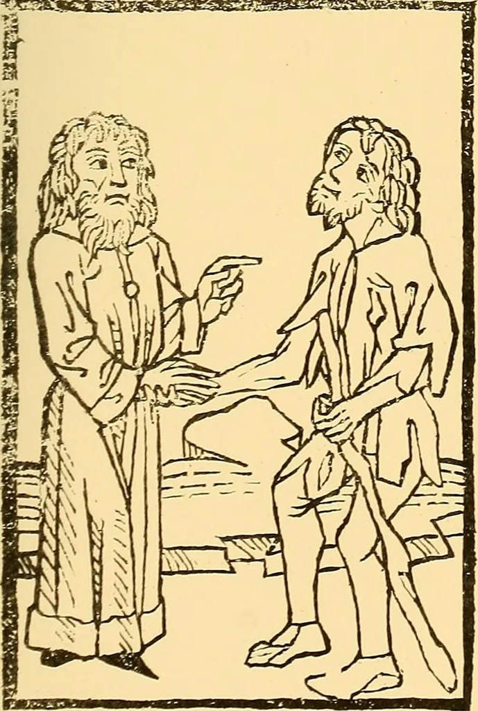 An illustration from Principia typographica. The block-books, or xylographic delineations of scripture history; issued in Holland, Flanders and Germany, during the fifteenth century, exemplified and considered in connexion with the origin of printing. To which is added an attempt to elucidate the character of the paper-marks of the period, 1858, leaf 300