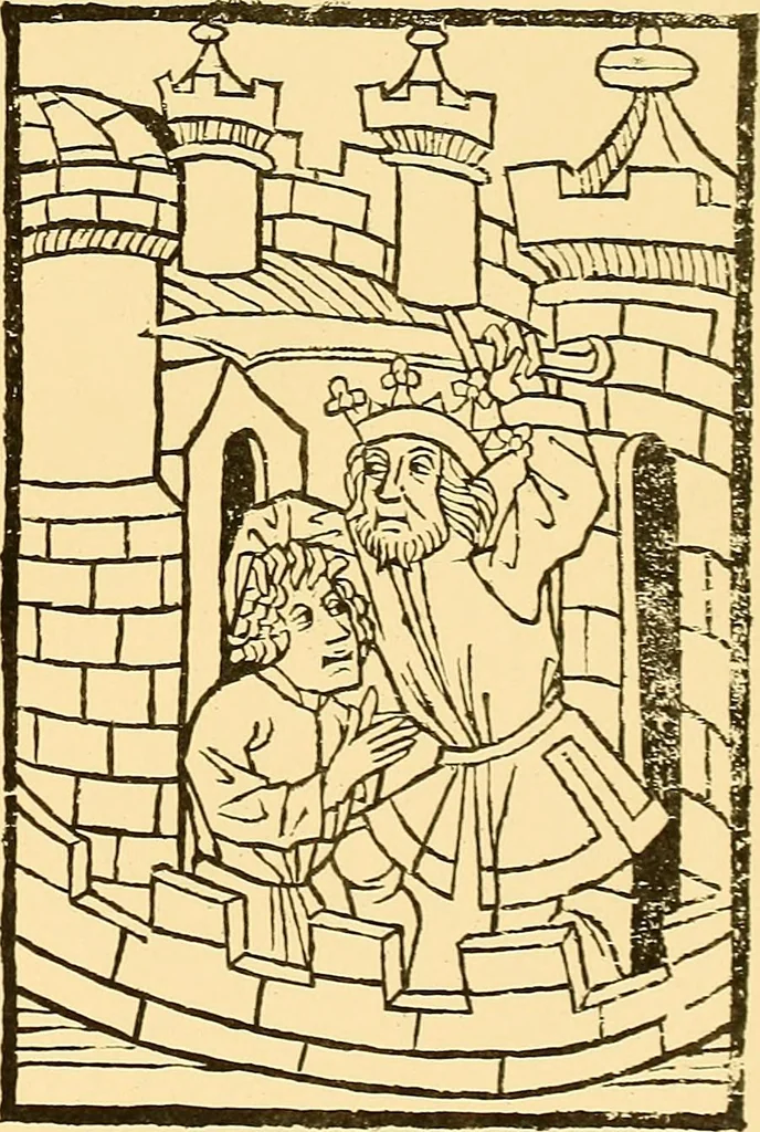 An illustration from Principia typographica. The block-books, or xylographic delineations of scripture history; issued in Holland, Flanders and Germany, during the fifteenth century, exemplified and considered in connexion with the origin of printing. To which is added an attempt to elucidate the character of the paper-marks of the period, 1858, leaf 300