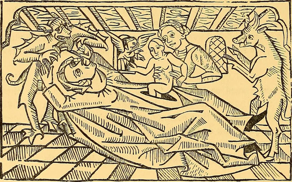 An illustration from Principia typographica. The block-books, or xylographic delineations of scripture history; issued in Holland, Flanders and Germany, during the fifteenth century, exemplified and considered in connexion with the origin of printing. To which is added an attempt to elucidate the character of the paper-marks of the period, 1858, leaf 87