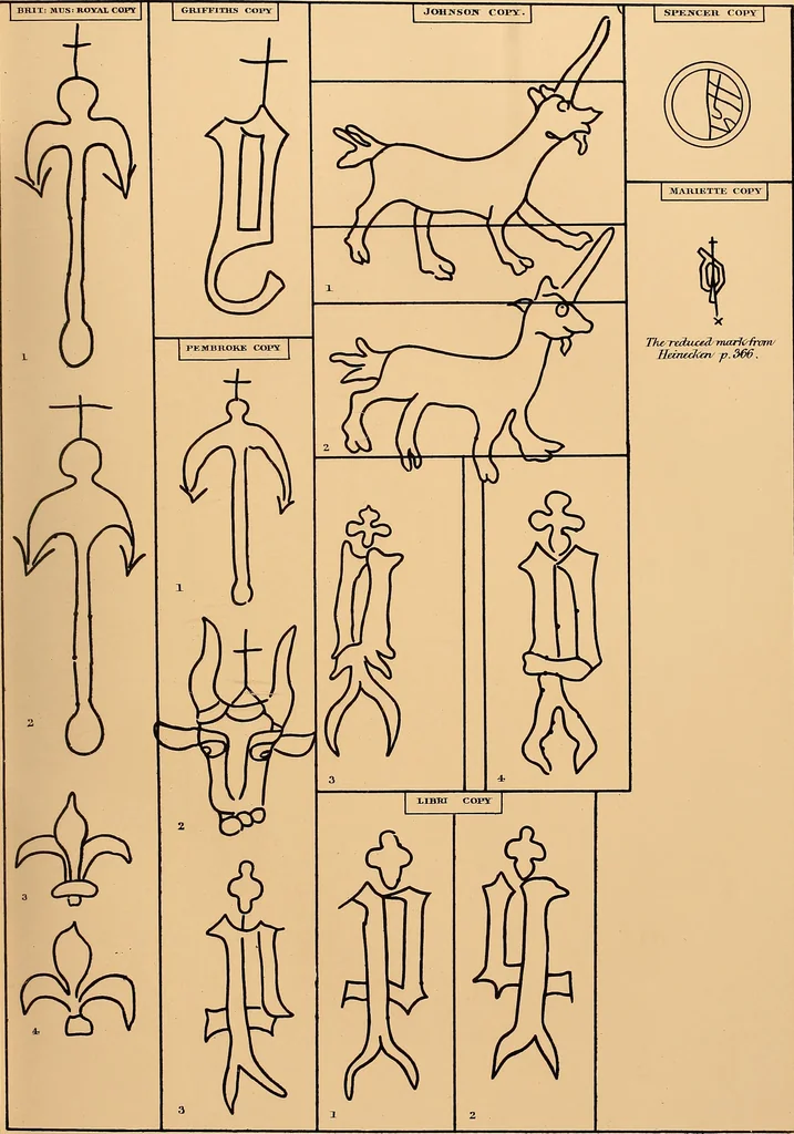 An illustration from Principia typographica. The block-books, or xylographic delineations of scripture history; issued in Holland, Flanders and Germany, during the fifteenth century, exemplified and considered in connexion with the origin of printing. To which is added an attempt to elucidate the character of the paper-marks of the period, 1858, leaf 34