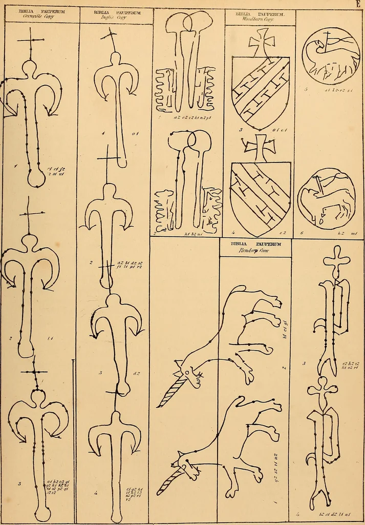 An illustration from Principia typographica. The block-books, or xylographic delineations of scripture history; issued in Holland, Flanders and Germany, during the fifteenth century, exemplified and considered in connexion with the origin of printing. To which is added an attempt to elucidate the character of the paper-marks of the period, 1858, leaf 40