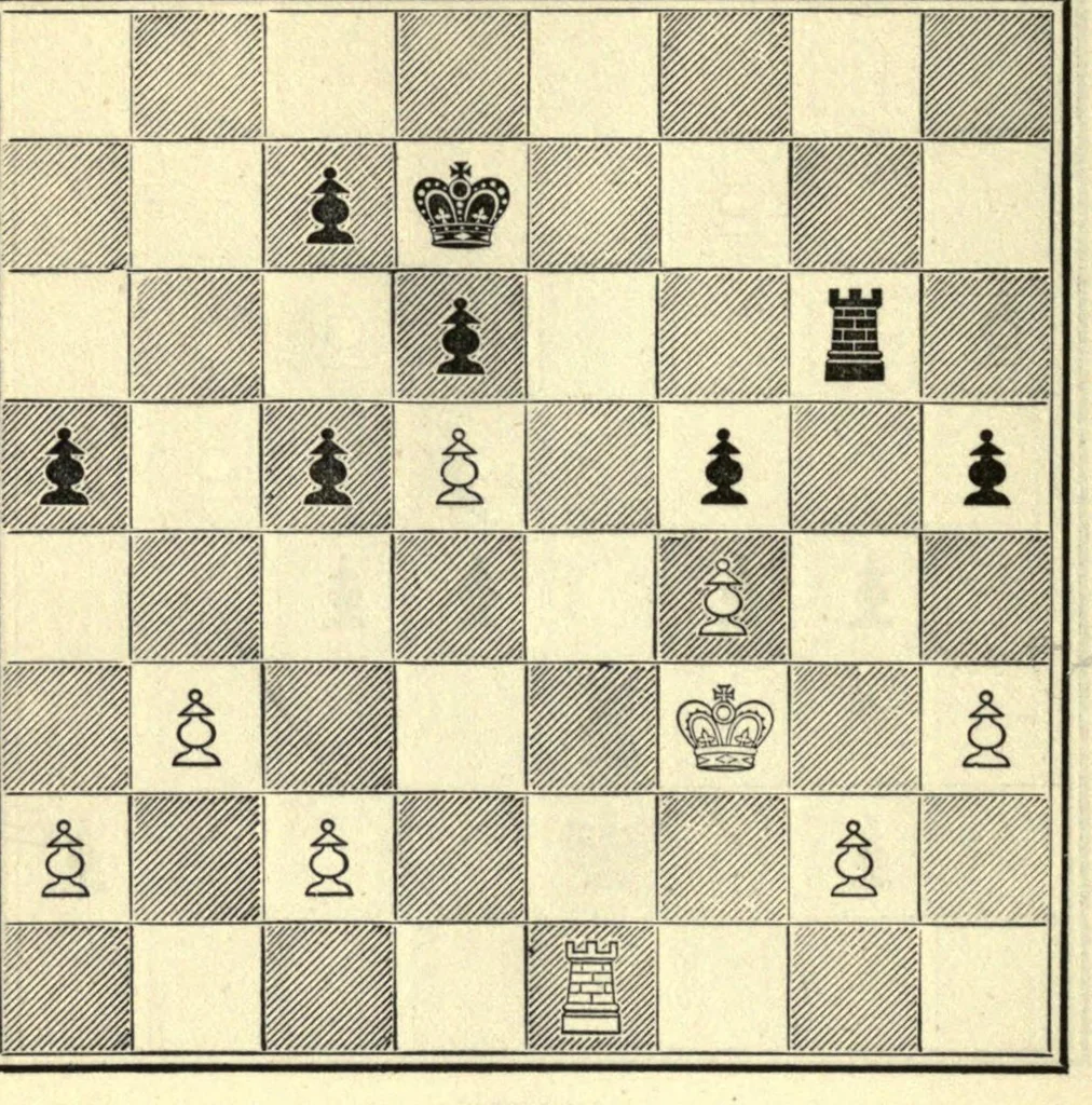 An illustration from The principles of chess in theory & practice.., 1894, leaf 150