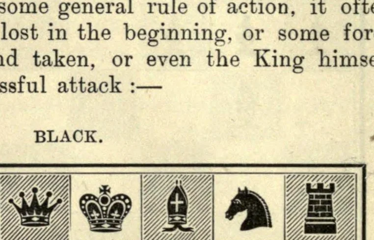An illustration from The principles of chess in theory & practice.., 1894, leaf 52