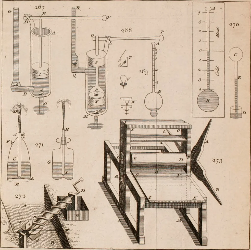 An illustration from The principles of mechanics : explaining and demonstrating the general laws of motion, the laws of gravity, motion of descending bodies, projectiles, mechanic powers, pendulums, centers of gravity, &c. strength and stress of timber, hydrostatics, and construction of machines : a work very necessary to be known, by all gentlemen, and others, that desire to have an insight into the works of nature and art : and extremely useful to all sorts of artificers, particularly to architects, engineers, shipwrights, millwrights, watchmakers, &c. or any that work in a mechanical way : illustrated with forty-three copper-plates, 1773, leaf 353