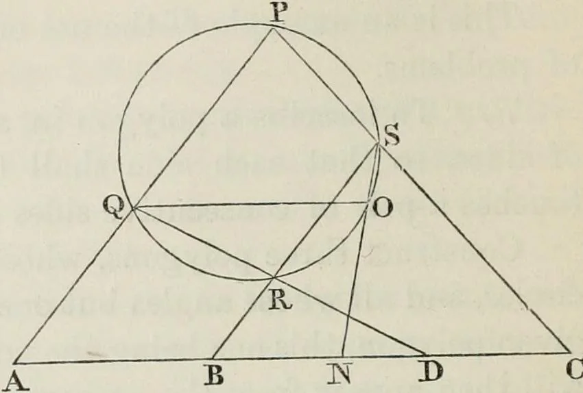 An illustration from Principles of modern geometry, with numerious applications to plane and spherical figures; and an appendix, containing questions for exercise. Intended chiefly for the use of junior students, 1862, leaf 59