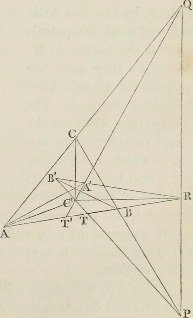 An illustration from Principles of modern geometry, with numerious applications to plane and spherical figures; and an appendix, containing questions for exercise. Intended chiefly for the use of junior students, 1862, leaf 60