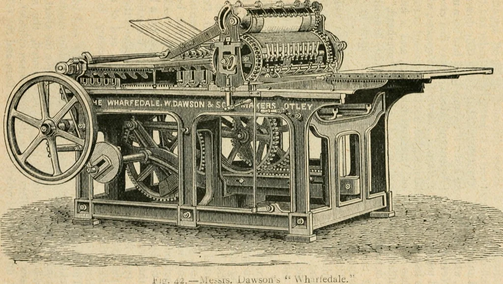 An illustration from The principles and progress of printing machinery, 1900, leaf 110